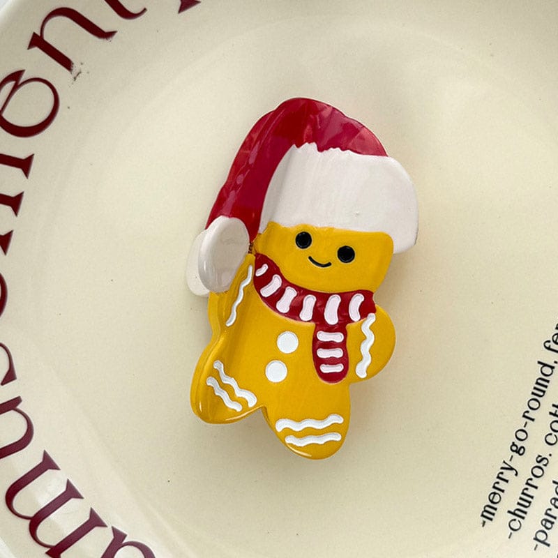 Medium Christmas Hat Gingerbread Man Hair Claw Clips | NueShiny