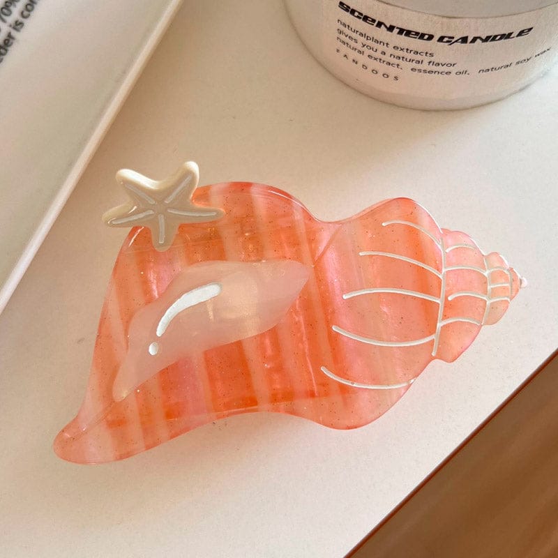 Medium Pink Conch Hair Claw Clips | NueShiny