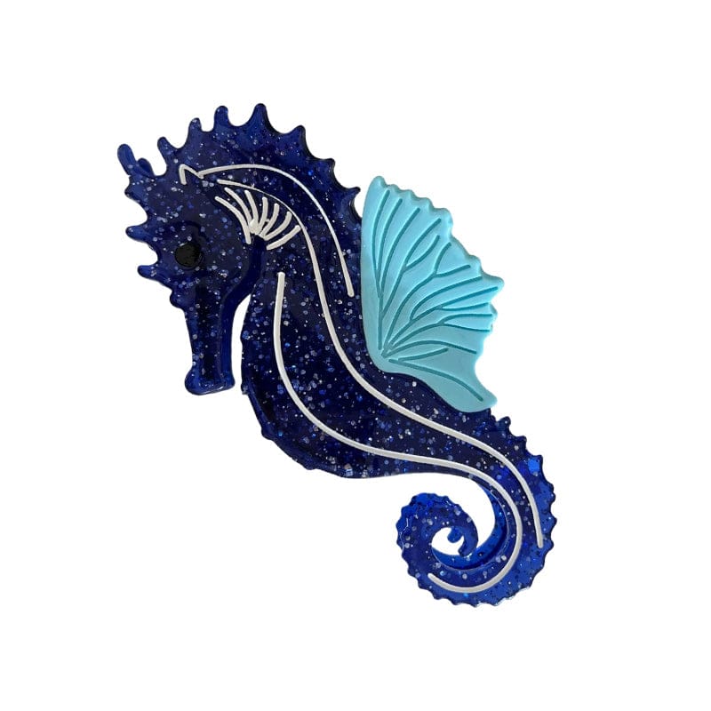 Large Blue Seahorse Hair Claw Clips | NueShiny