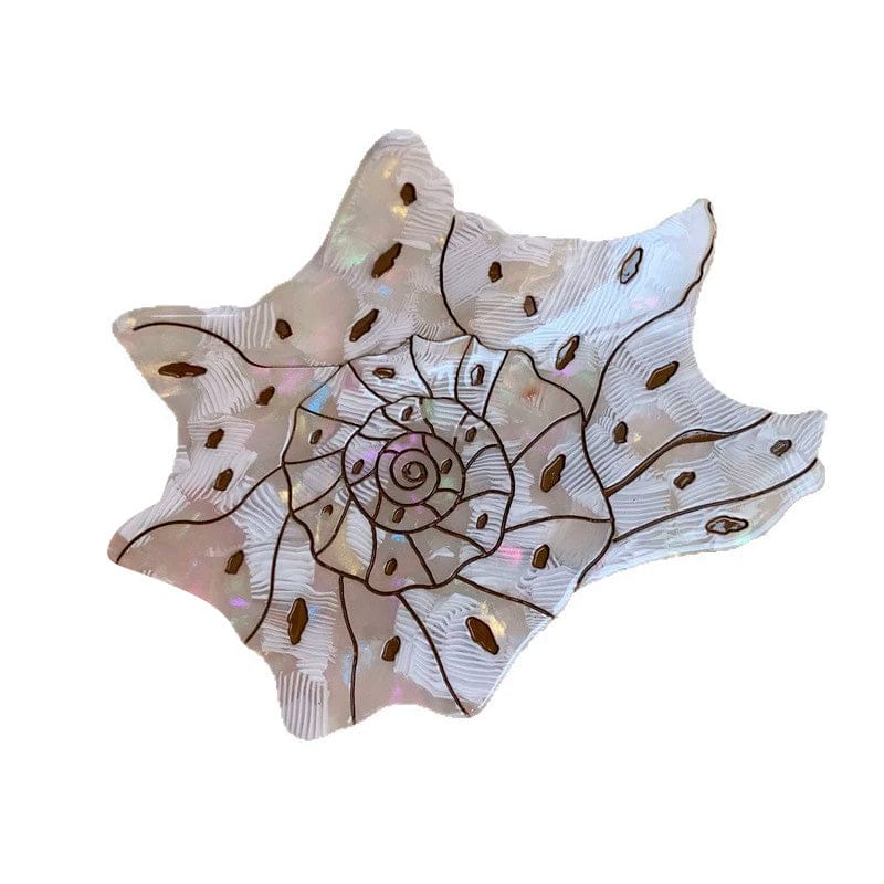 Medium White Polka Dot Conch Hair Claw Clips | NueShiny