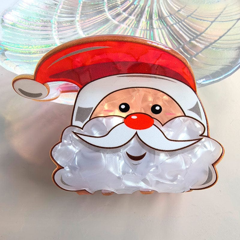 Small Smiley Santa Claus Hair Claw Clips | NueShiny