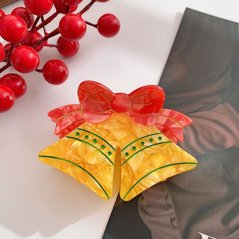 Medium Green Christmas Bells Hair Claw Clips | NueShiny