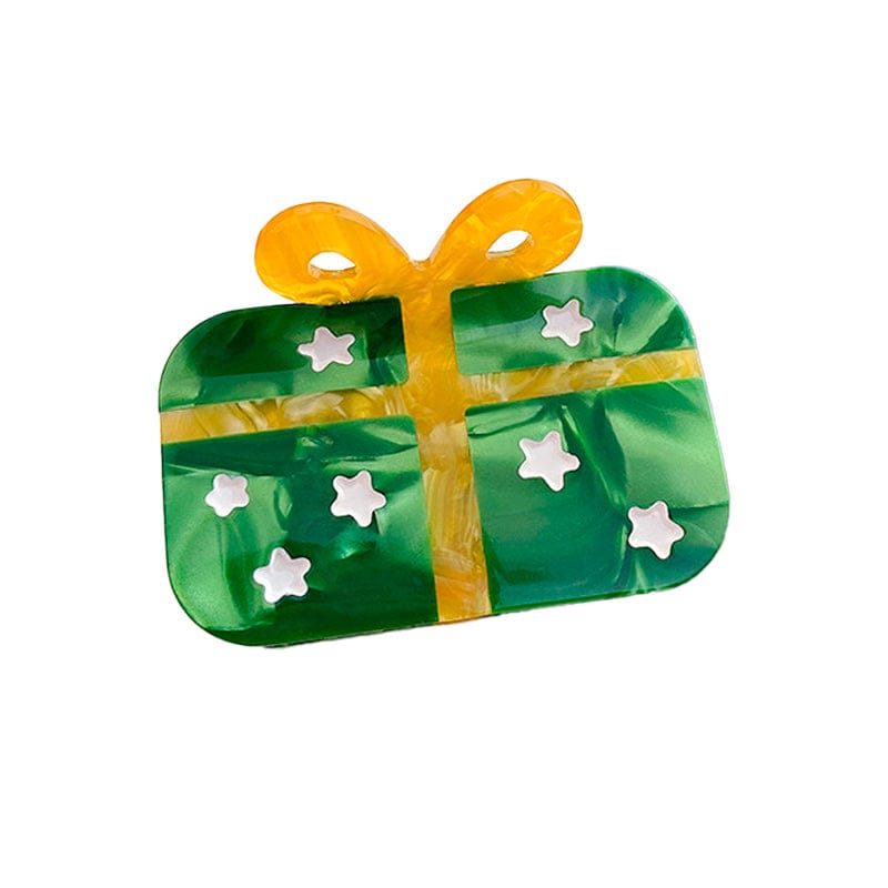 Small Yellow Rectangular Christmas Gift Hair Claw Clips | NueShiny