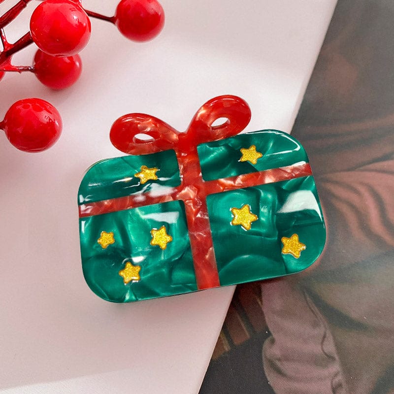 Small Dark Green Rectangular Christmas Gift Hair Claw Clips | NueShiny