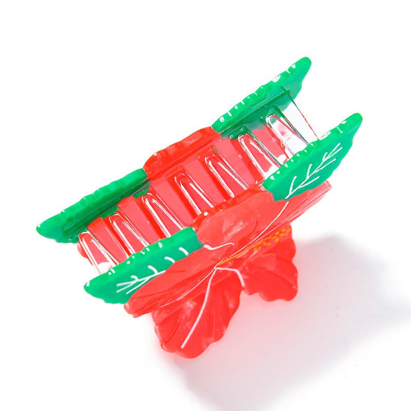 Medium Red Flowers Hair Claw Clips | NueShiny