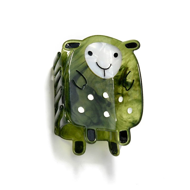 Medium Green Sheep Hair Claw Clips | NueShiny