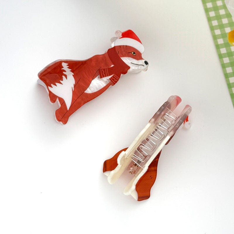 Medium Santa Hat Fox Hair Claw Clips | NueShiny