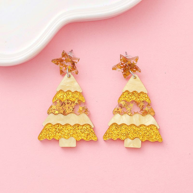 Orange Christmas Tree Earrings | NueShiny
