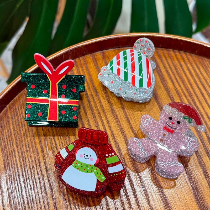 Small Dark Green Square Christmas Gift Hair Claw Clips | NueShiny