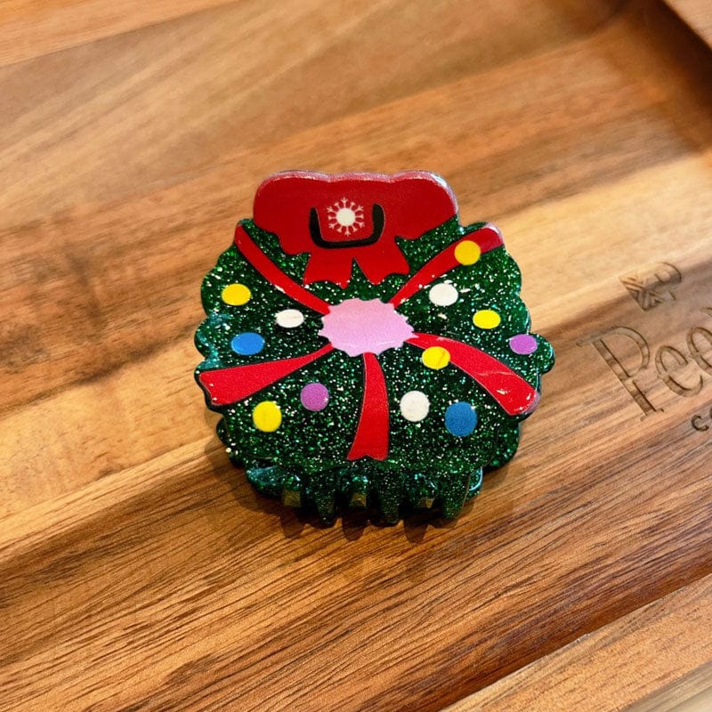Mini Colorful Polka Dot Christmas Wreath Hair Claw Clips | NueShiny