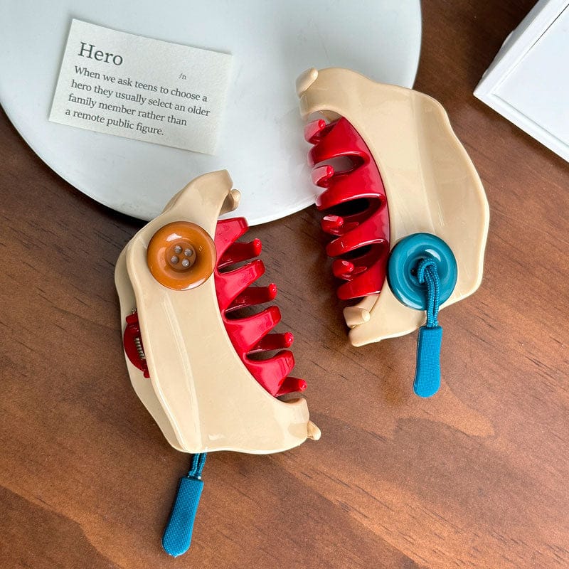 Medium Double Buttons Hair Claw Clips | NueShiny