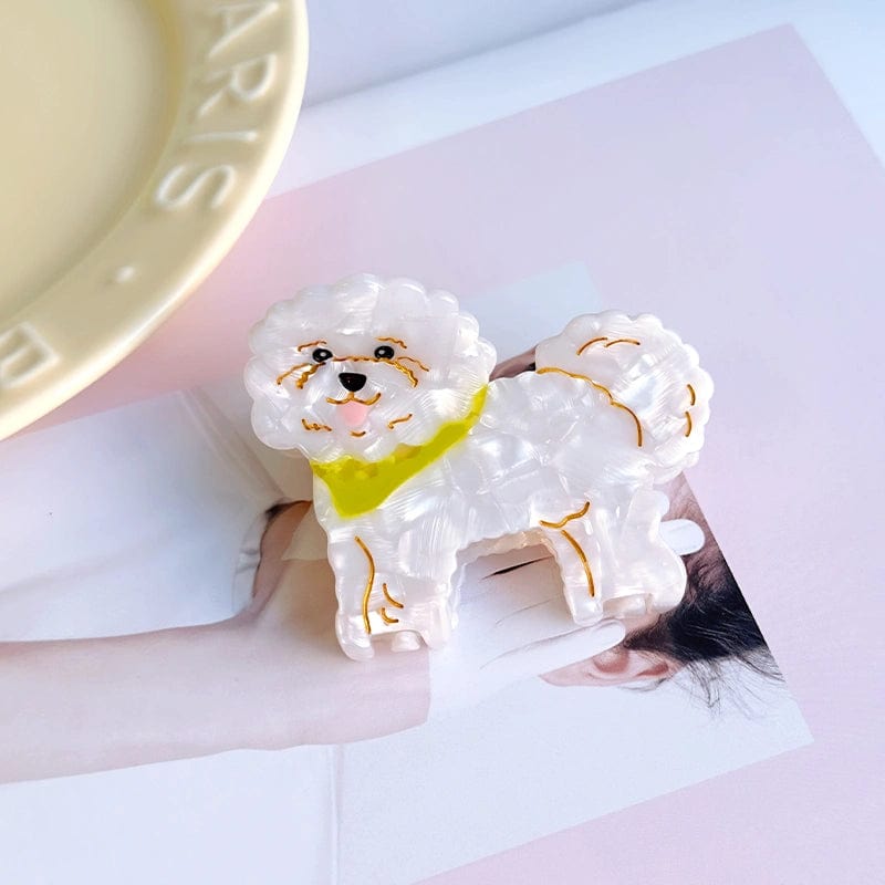 Medium Cute Bichon Frise Dog Hair Claw Clips丨NueShiny