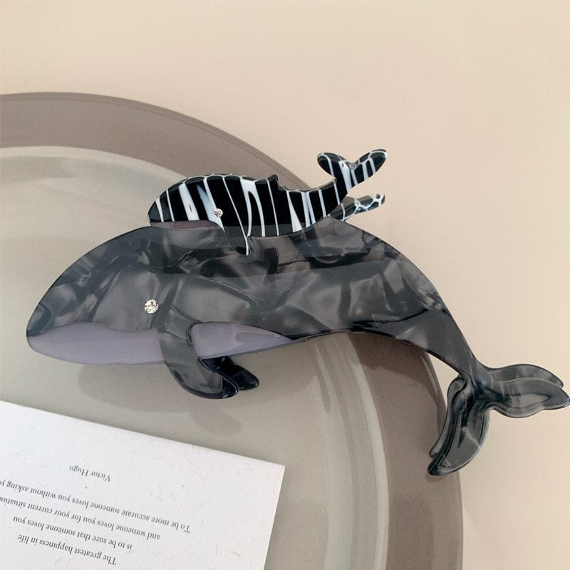 Jumbo Playful Grey Whale Shark Hair Claw Clips丨NueShiny