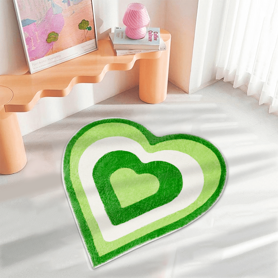 Love Heart Green Bath Mat丨NueShiny- Free Shipping