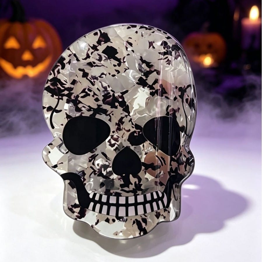 Medium Marble Skull Hair Claw NueShiny