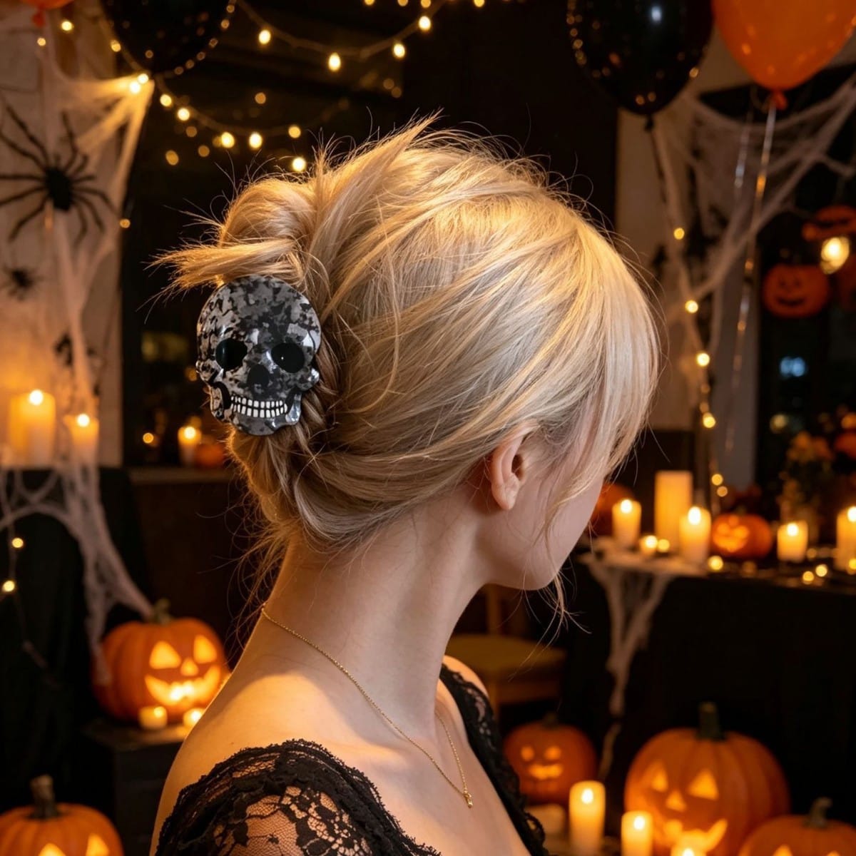 Medium Marble Skull Hair Claw NueShiny