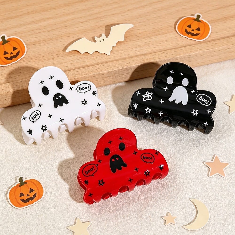 Small White Black Cosmic Boo Hair Claw NueShiny