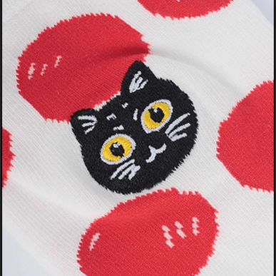 One Pair Of  Red Polka Dot Cat Socks | NueShiny
