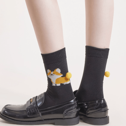 3-Pack Animal Crew Socks - Bear+Panda+Corgi Collection | NueShiny