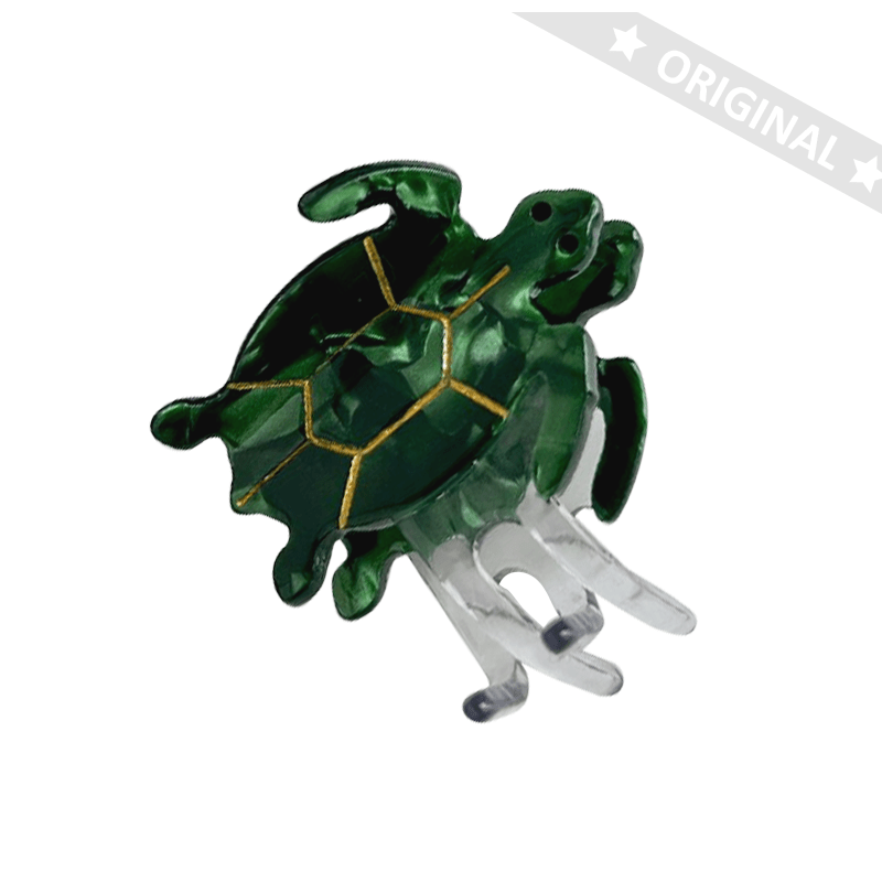 Mini Amber Green Turtle Hair Clip NueShiny