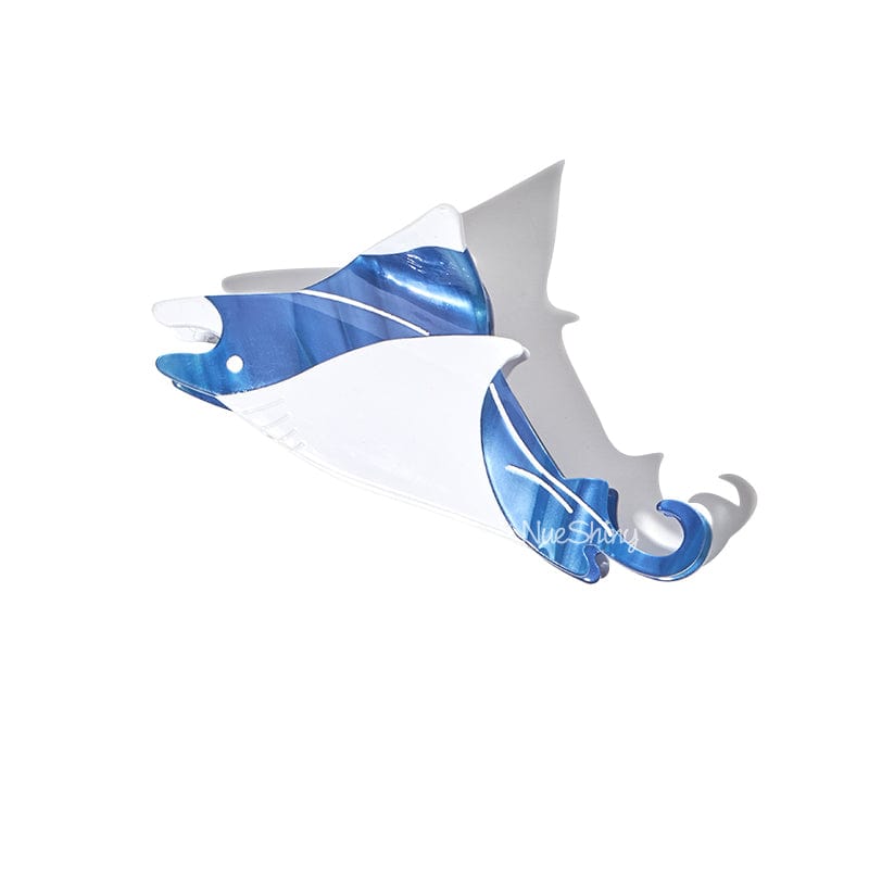 Jumbo Blue and White Manta Hair Claw | NueShiny