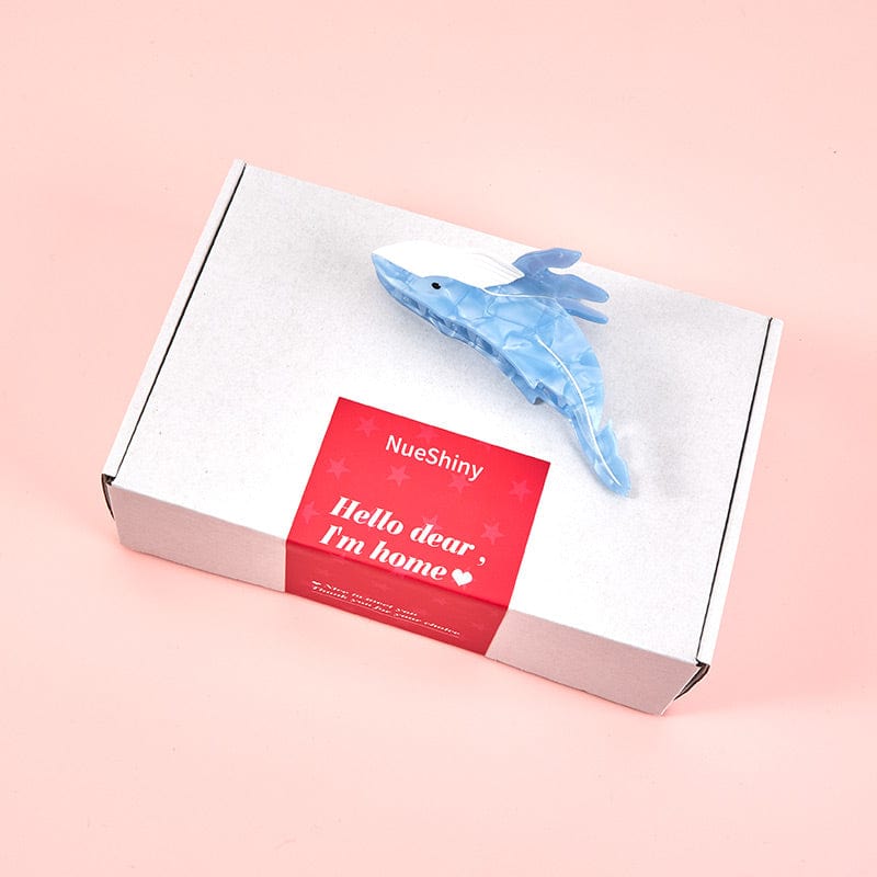 Jumbo New Unique Diamond Blue Whale Fashionable Hair Claw丨NueShiny