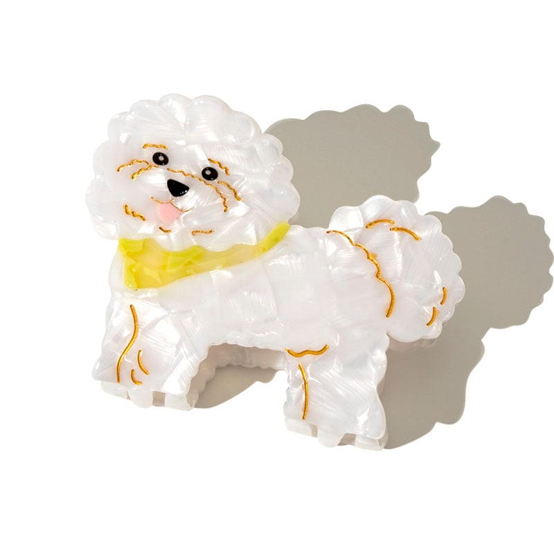 Medium Cute Bichon Frise Dog Hair Claw Clips丨NueShiny
