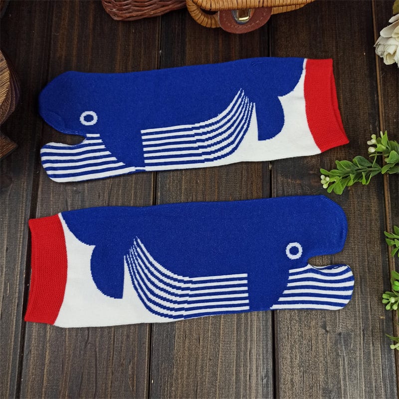 One Pair Of  Blue Whale Two-Toe Grip Socks | NueShiny