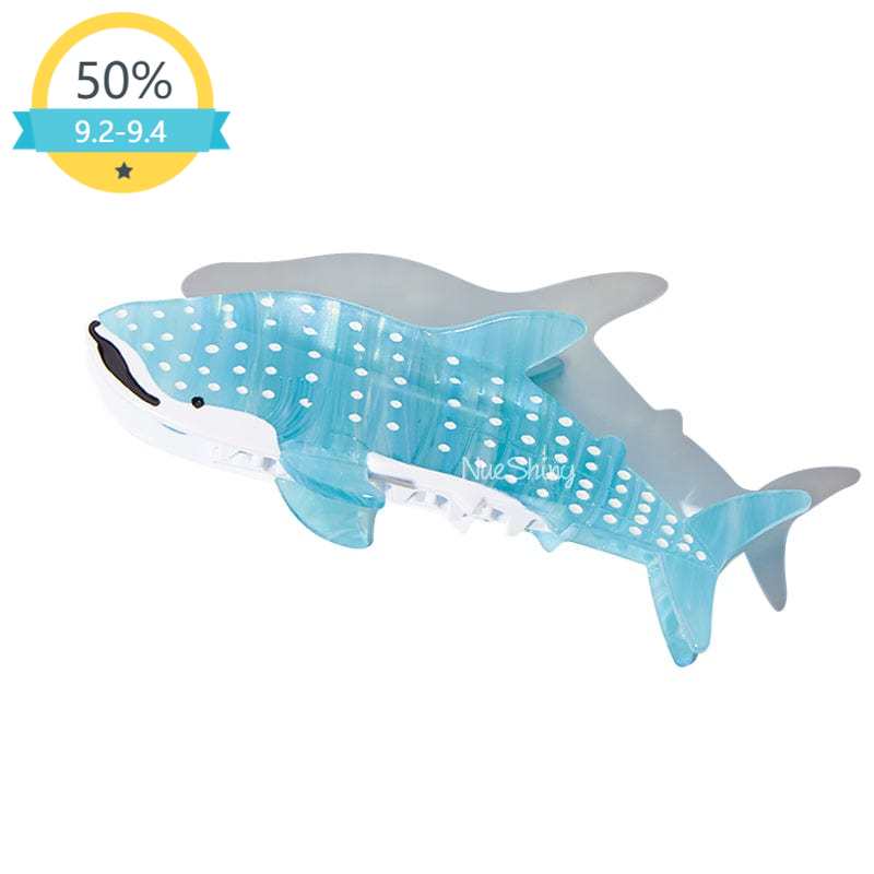 Jumbo Diamond Blue Whale Shark Ocean Series Hair Claw Clips丨NueShiny