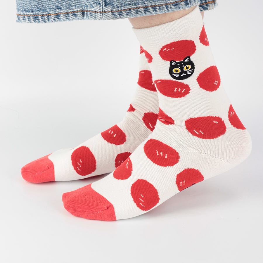 One Pair Of  Red Polka Dot Cat Socks | NueShiny