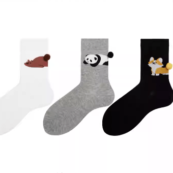 3-Pack Animal Crew Socks - Bear+Panda+Corgi Collection | NueShiny