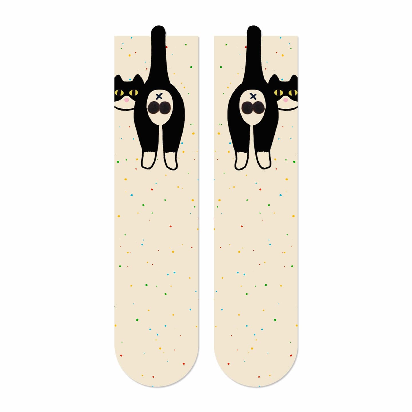 Speckled White Socks with 3D Cow Cat Design | NueShiny