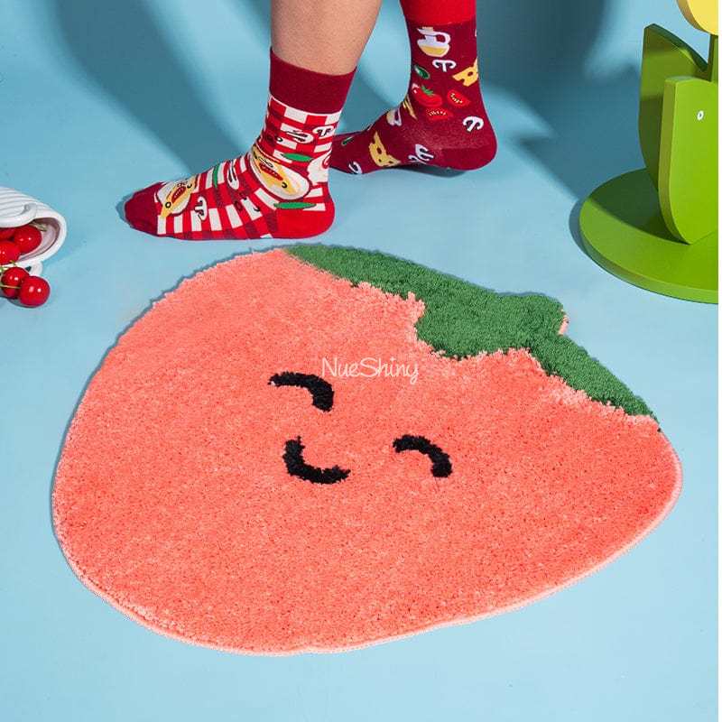 Tufted TPR Underside Carpet With Pink Strawberry Motifs丨NueShiny- Free Shipping