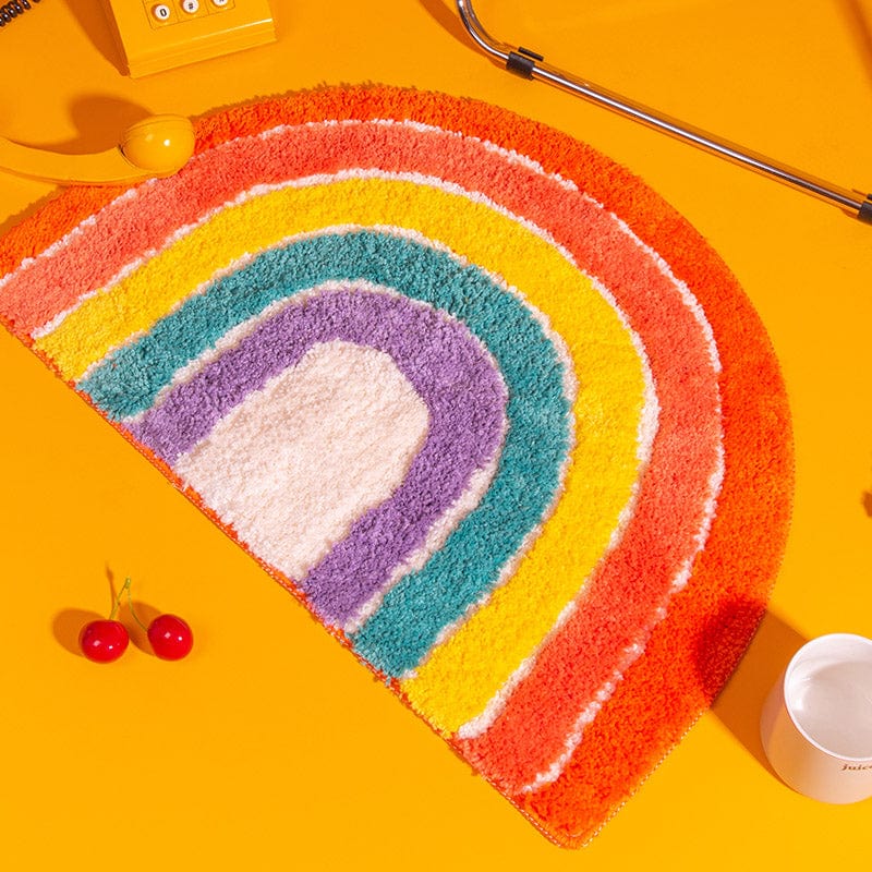 Luxury Semicircle Fluffy Rainbow Area Rug丨NueShiny- Free Shipping