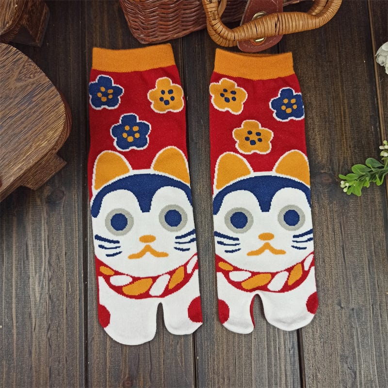 One Pair Of  Red Cat Two-Toe Grip Socks | NueShiny