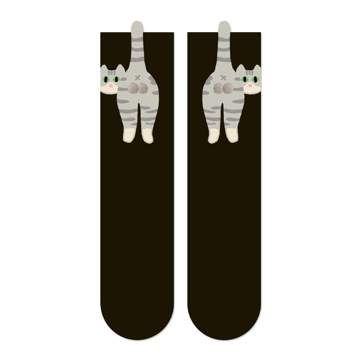 Black Socks with 3D Tabby Cat Design | NueShiny