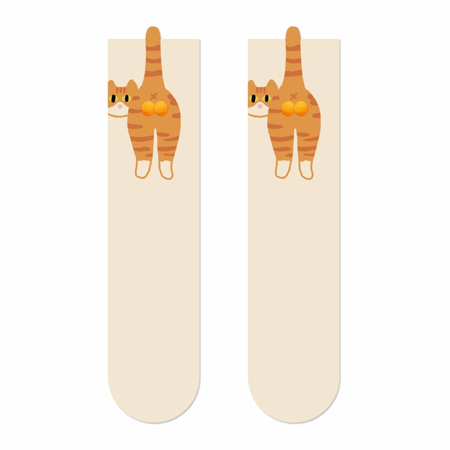 White Socks with 3D Orange Cat Design | NueShiny