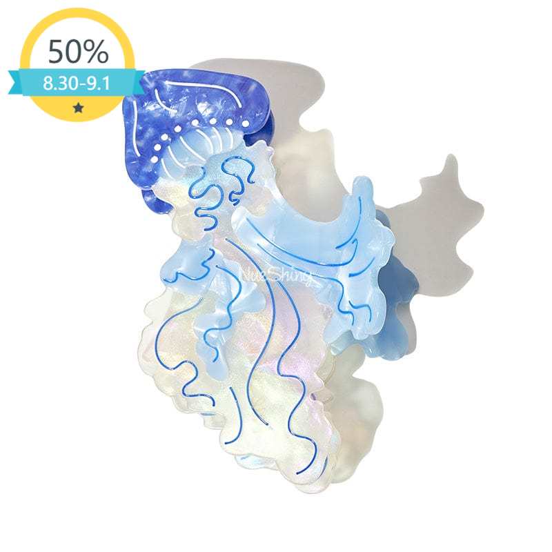 Jumbo Blue Giant Jellyfish Hair Claw Clips | NueShiny