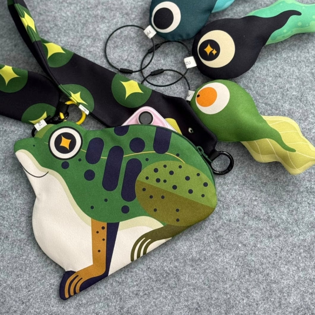 Green Frog & Money Frog Coin Purse with Strap | NueShiny & PIPIZU