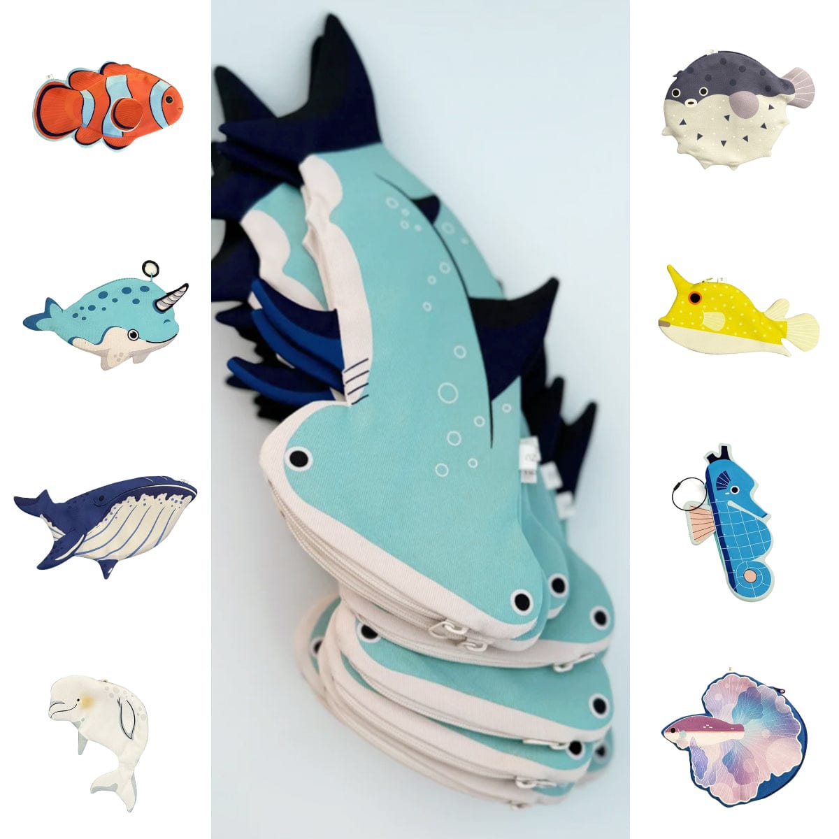 Ocean-Themed Card Cases & Pencil Bags (16 Styles) - Clownfish,Seahorse, Dolphin... | NueShiny & PIPIZU