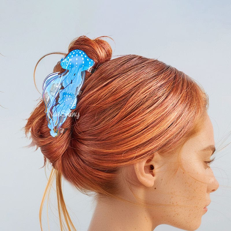 Jumbo Blue-Golden Jellyfish-Pacific Sea Nettle Hair Claw Clips | NueShiny