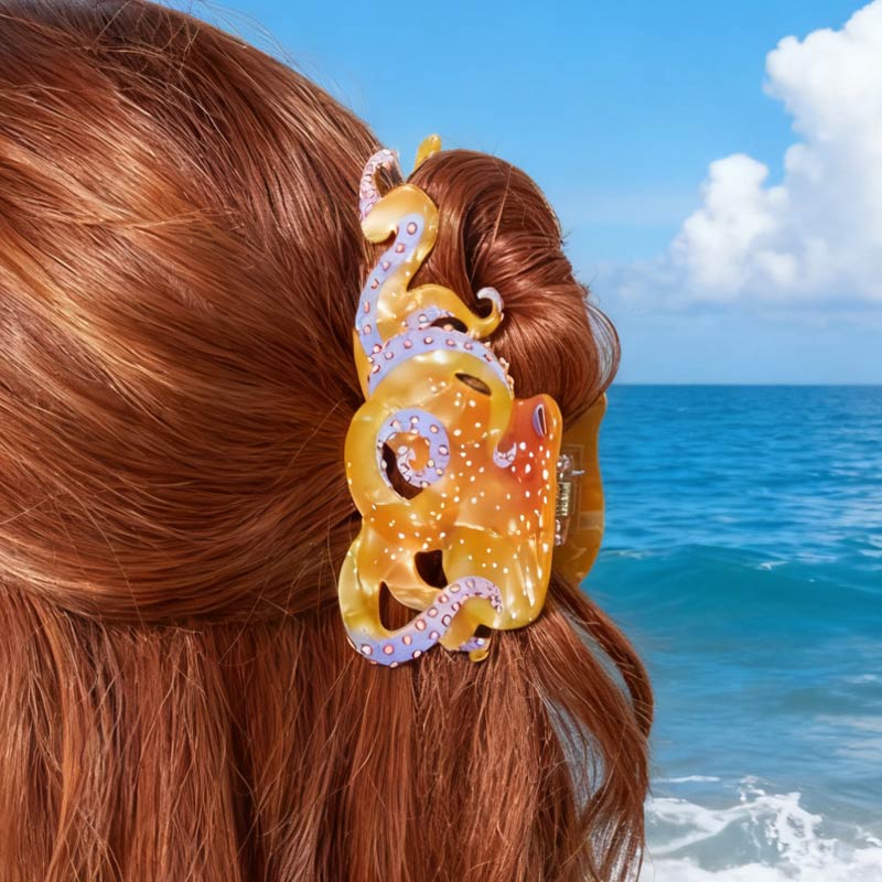 Orange Octopus Hair Claw Clips | NueShiny