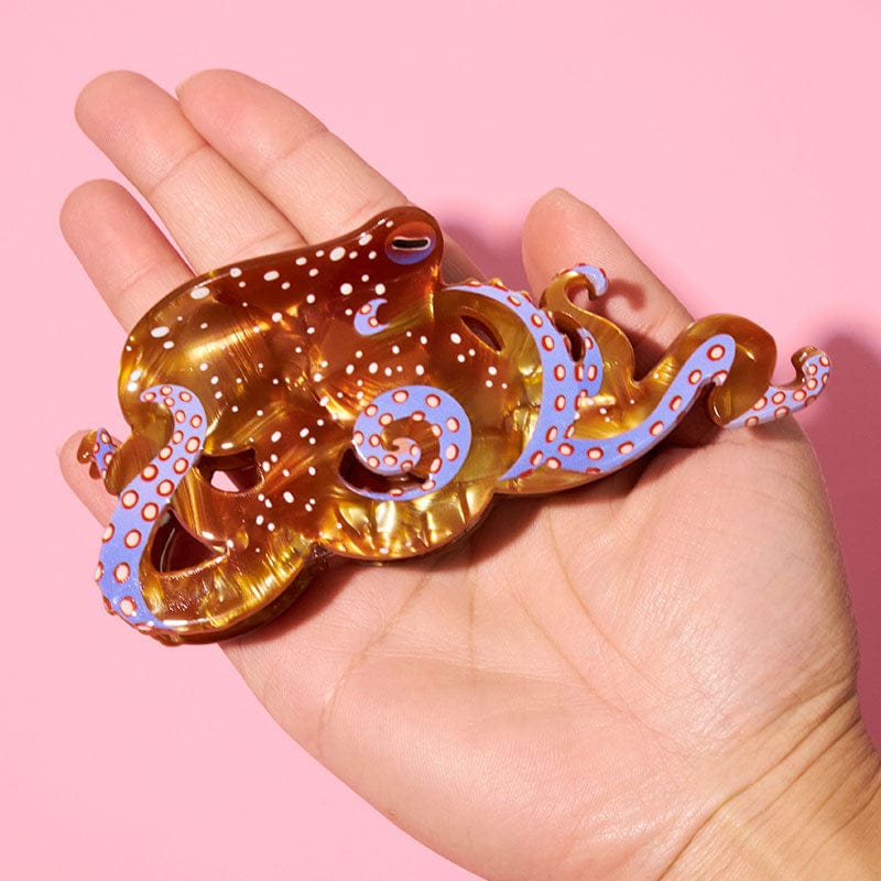 Jumbo Brown Octopus Hair Claw Clips | NueShiny