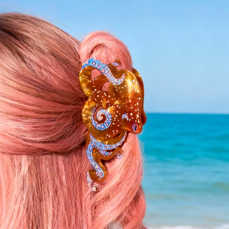 Jumbo Brown Octopus Hair Claw Clips | NueShiny