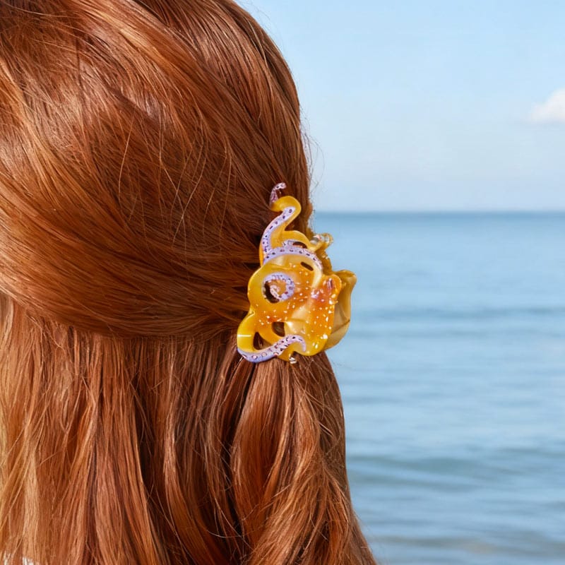 Orange Octopus Hair Claw Clips | NueShiny