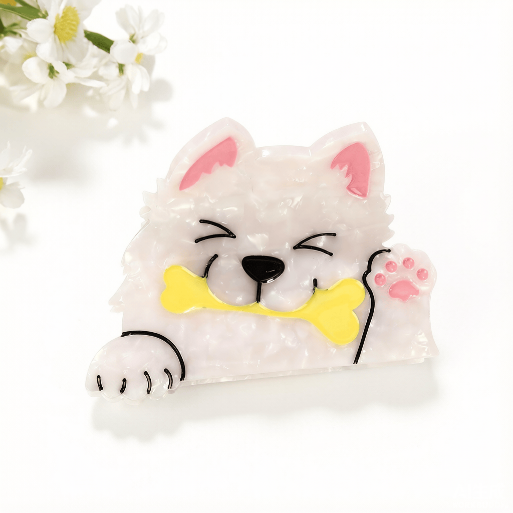 Cute Corgi Border Collie Dog Claw Clip (White) – Pet Style Hair Clip
