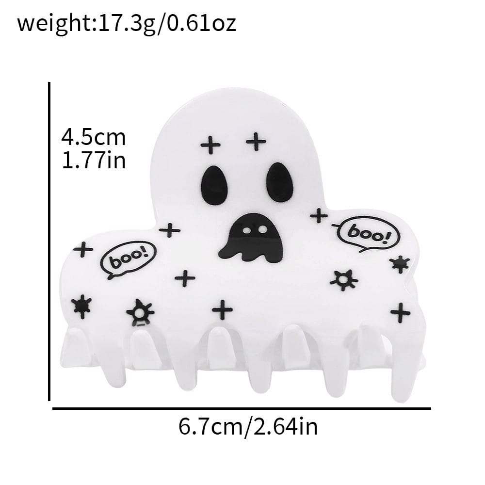 Small White Black Cosmic Boo Hair Claw NueShiny