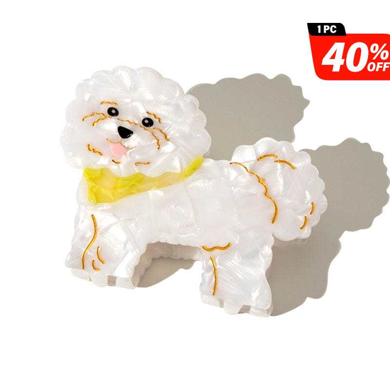 Medium Cute Bichon Frise Dog Hair Claw Clips丨NueShiny