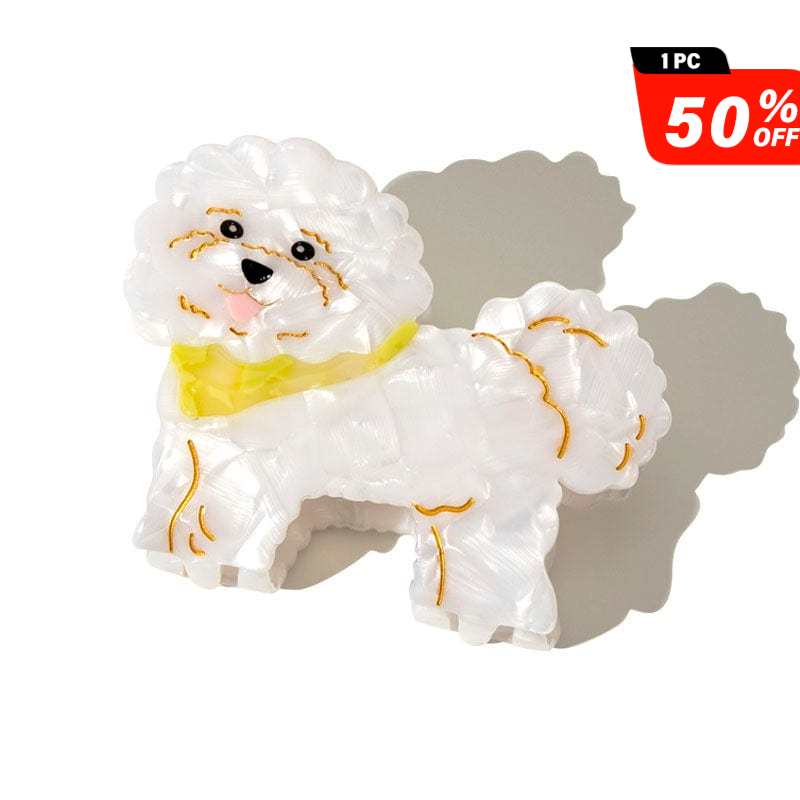Medium Cute Bichon Frise Dog Hair Claw Clips丨NueShiny