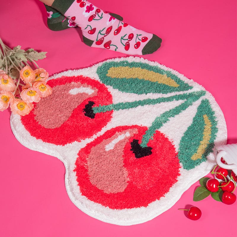 Cherry Fluffy Rug Handmade Tufted丨NueShiny- Free Shipping